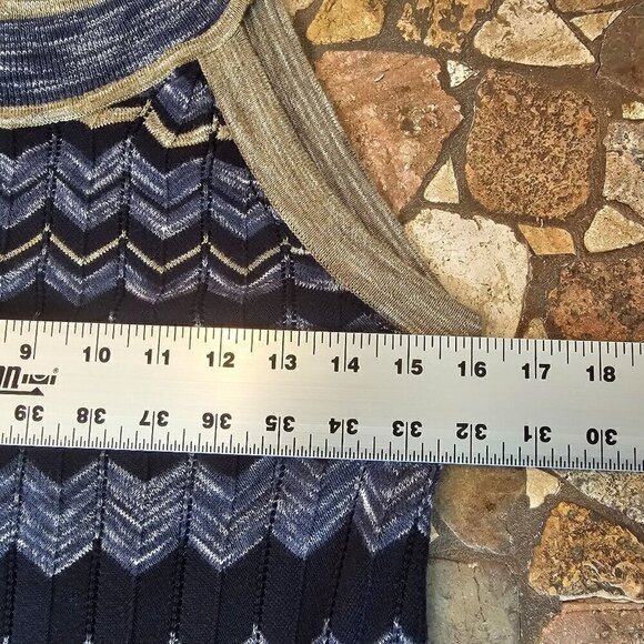 Cotton By Autumn Cashmere Zigzag Sleeveless Dress, Blue/Tan, Size Small - Picture 7 of 8